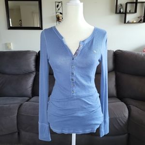 Vintage Y2k blue Abercrombie and Fitch henley size large